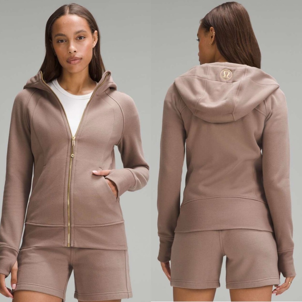 Lululemon Scuba Full-Zip Hoodie in Taupetastic/Gold - Size 8